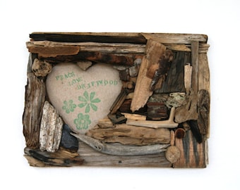 Handmade Heart Shaped Driftwood Frame, Rustic Home Decor, Shabby Chic Gift Idea (Made to Order)