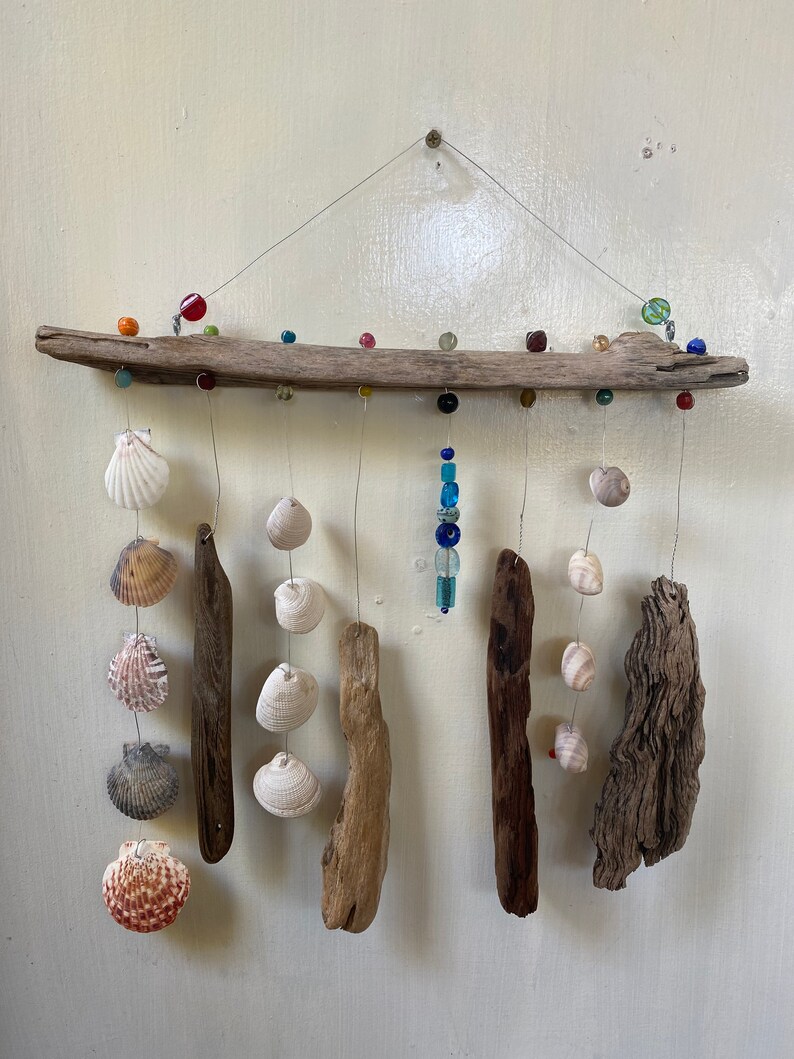 Funky Shell, Bead & Driftwood Windchime / Mobile Peacelovedriftwood - Etsy