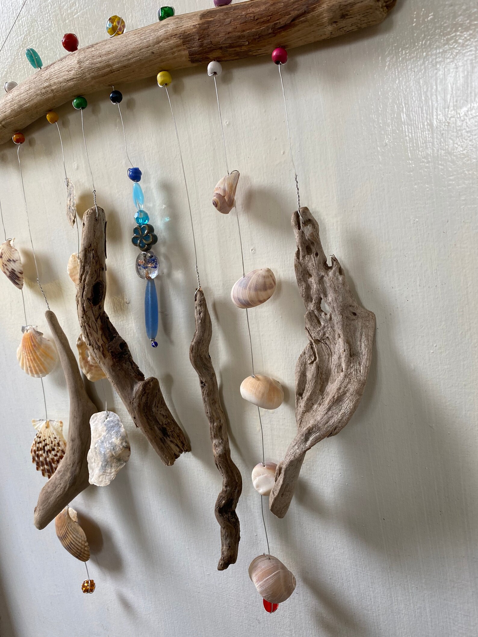 Funky Shell, Bead & Driftwood Windchime / Mobile Peacelovedriftwood - Etsy