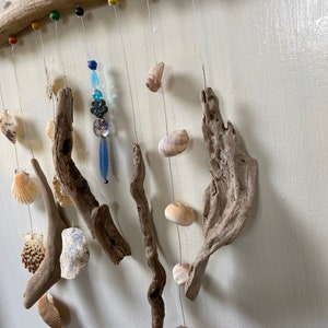 Funky Shell, Bead & Driftwood Windchime / Mobile peacelovedriftwood image 8