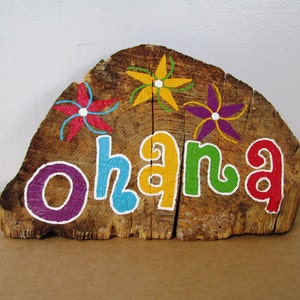 OHANA Driftwood Art with Plumeria Flowers Made to Order Painting, Hawaiian image 4