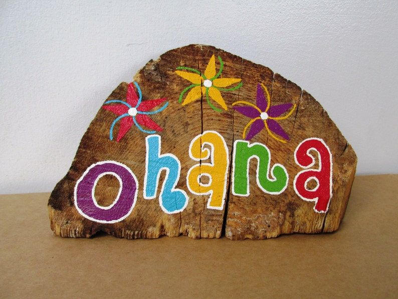 OHANA Driftwood Art with Plumeria Flowers Made to Order Painting, Hawaiian image 4