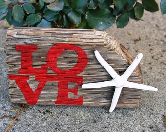 Driftwood LOVE Driftwood Art, Reclaimed Wood Art, Rustic Decor, Beach Decor, Valentine's Day Gift, Valentine's Day Decor ~Ready to Ship!~