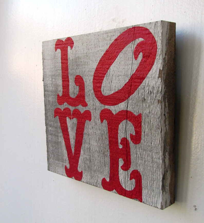 Love Shabby Chic Reclaimed Wood Art. Reclaimed Wood Art, Rustic Decor, Beach Decor, Valentine's Day Decor Ready to Ship image 2