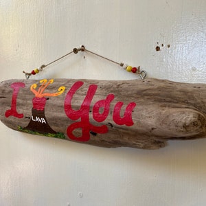 Driftwood I Lava You Driftwood Art with Volcano Great Gift for Valentine's Day, Anniversary, Gift for Him, Gift for Her, Painted wood. image 6