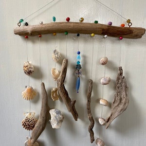 Funky Shell, Bead & Driftwood Windchime / Mobile peacelovedriftwood image 7