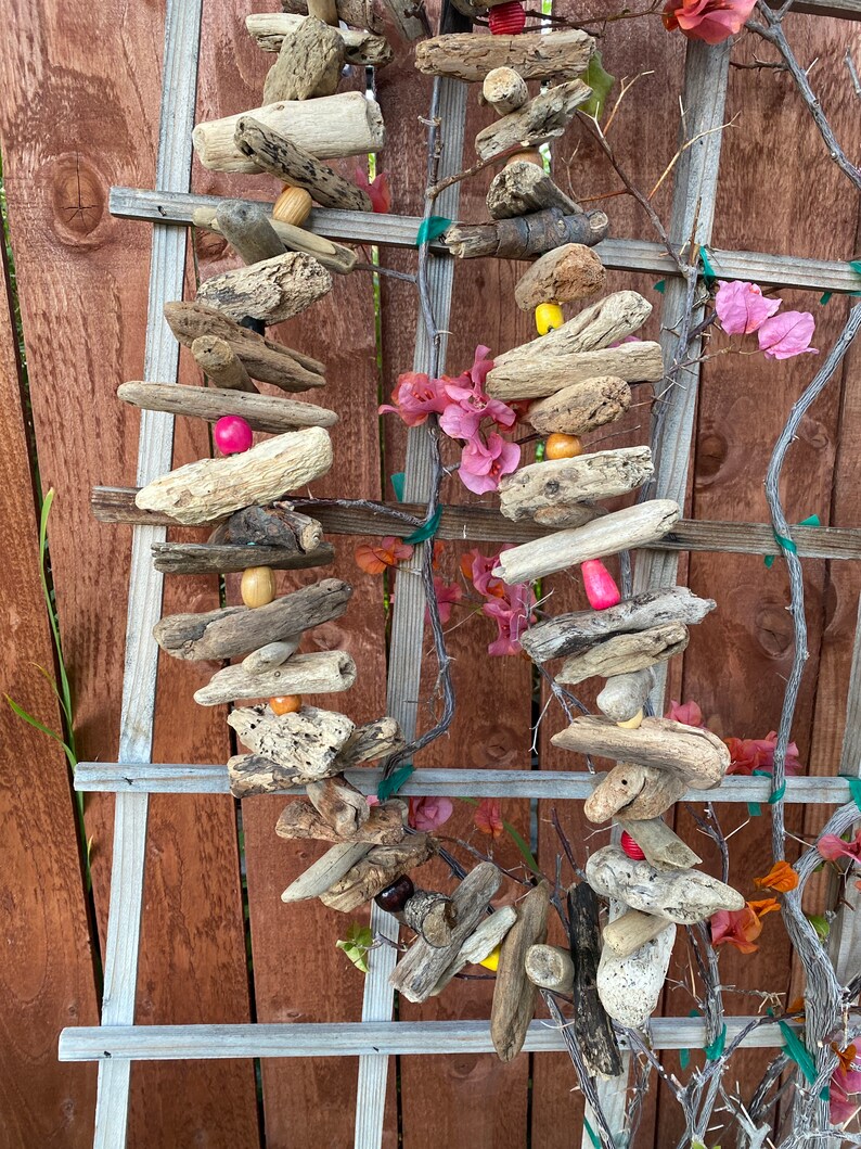 Driftwood and Wooden Bead Garland READY TO SHIP Decoration, Vacation home image 7