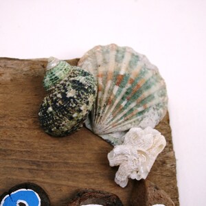 By the Sea Driftwood Plaque with Bright Blue Coral and Yellow, Teal, Blue and Green Bubbles Made to Order image 2