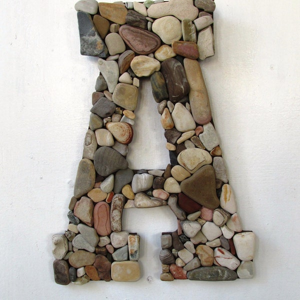 Beach Rock Letters--Coastal Home Decor, Rustic Letters. Custom made. Garden and beach decor.
