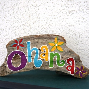 OHANA Driftwood Art with Plumeria Flowers Made to Order Painting, Hawaiian image 5