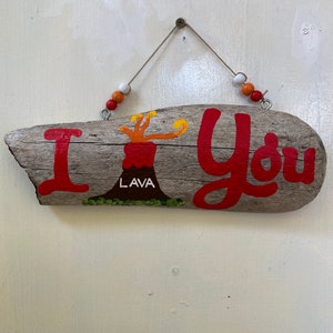 Driftwood I Lava You Driftwood Art with Volcano Great Gift for Valentine's Day, Anniversary, Gift for Him, Gift for Her, Painted wood. image 10