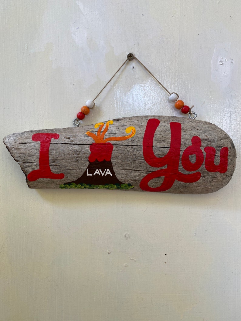 Driftwood I Lava You Driftwood Art with Volcano Great Gift for Valentine's Day, Anniversary, Gift for Him, Gift for Her, Painted wood. image 10