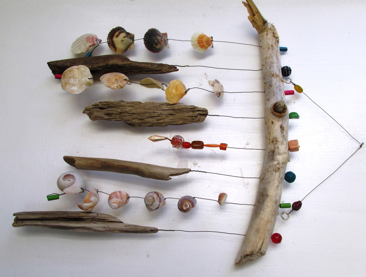 Funky Shell Bead & Driftwood Windchime / Mobile | Etsy