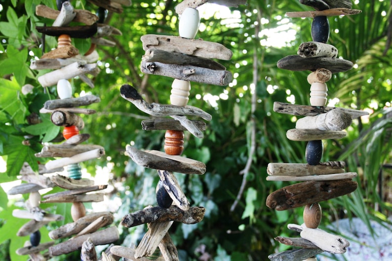 Driftwood and Wooden Bead Garland READY TO SHIP Decoration, Vacation home image 2