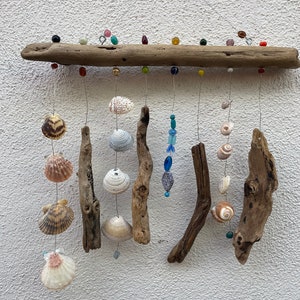 Funky Shell, Bead & Driftwood Windchime / Mobile peacelovedriftwood image 9