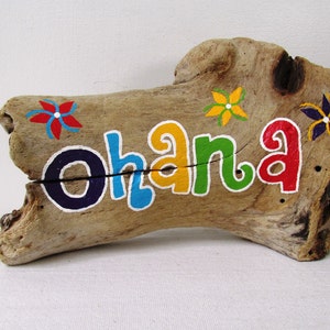 OHANA Driftwood Art with Plumeria Flowers Made to Order Painting, Hawaiian image 1