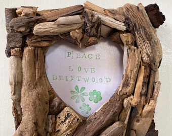 Square Heart Shaped Driftwood Frame, Rustic Home Decor, Shabby Chic gift idea (MADE TO ORDER)