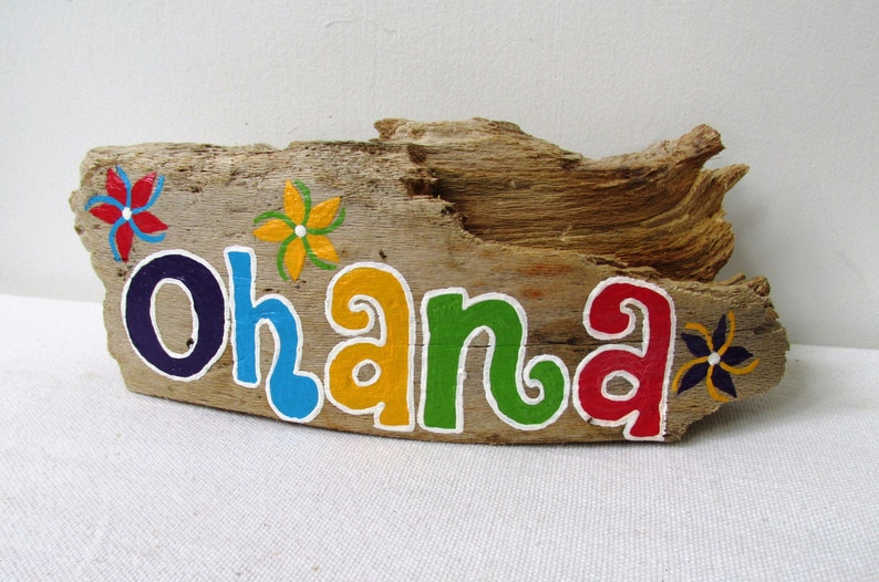 OHANA Driftwood Art with Plumeria Flowers Made to Order Painting, Hawaiian image 2