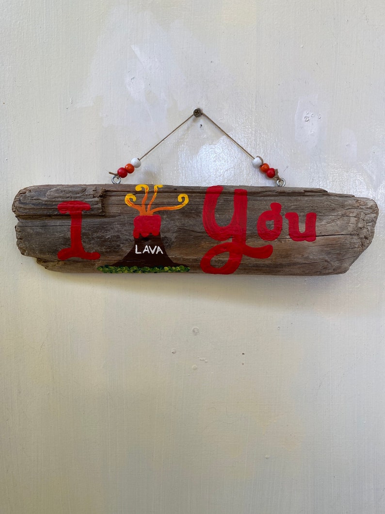 Driftwood I Lava You Driftwood Art with Volcano Great Gift for Valentine's Day, Anniversary, Gift for Him, Gift for Her, Painted wood. image 8