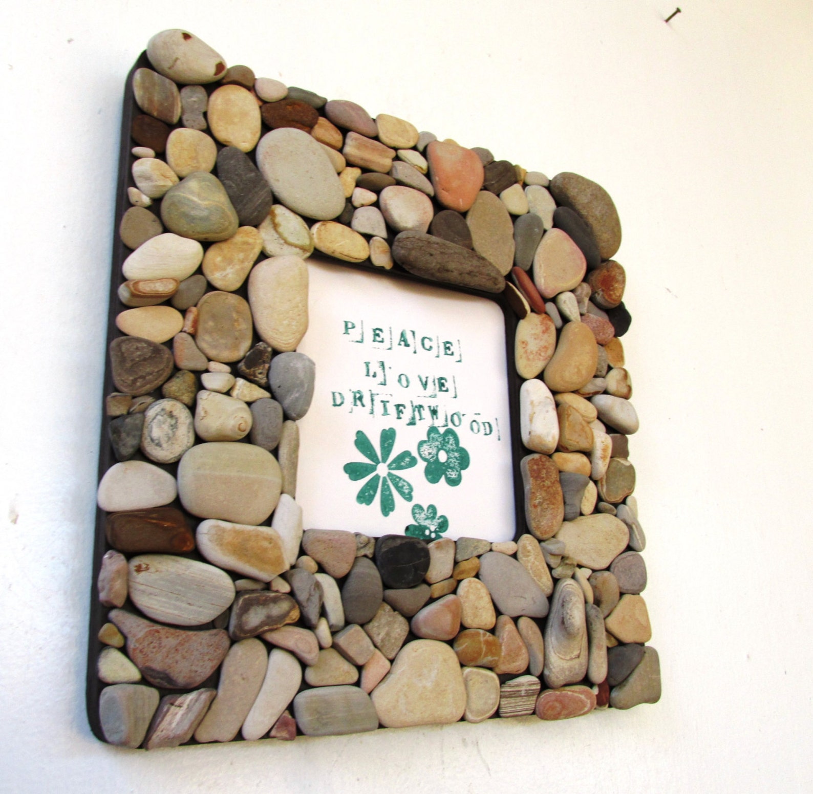 Frame With Rocks Mini Beach Rock Frame 3.5 X 3.5, Rustic Beach Frame, Stone Art, Coastal Home ...