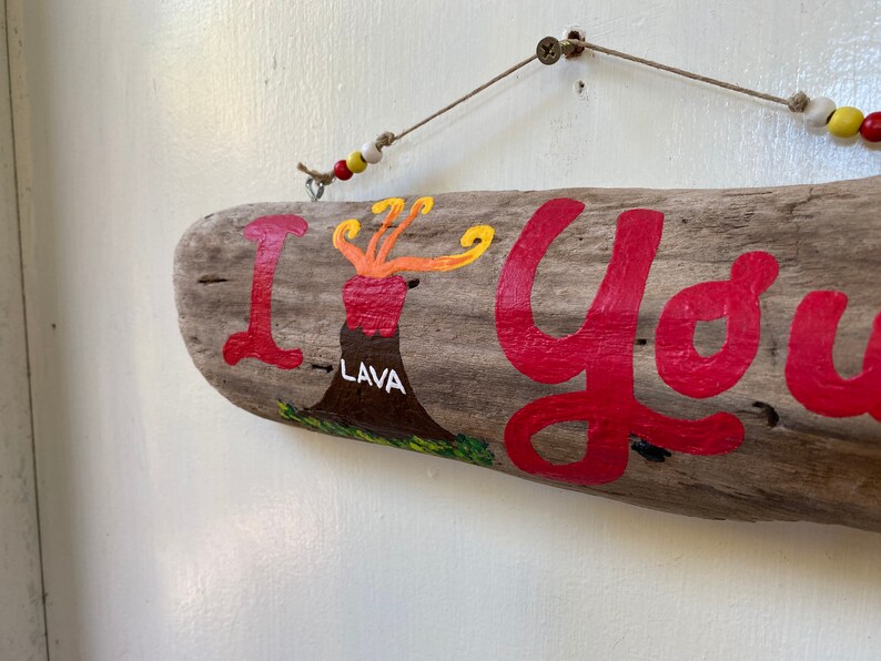 Driftwood I Lava You Driftwood Art with Volcano Great Gift for Valentine's Day, Anniversary, Gift for Him, Gift for Her, Painted wood. image 7