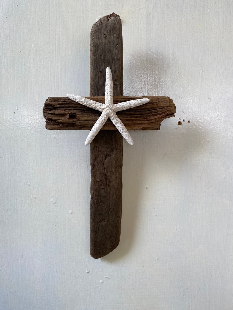Handmade Driftwood Cross with Sea Star READY TO SHIP beach Etsy