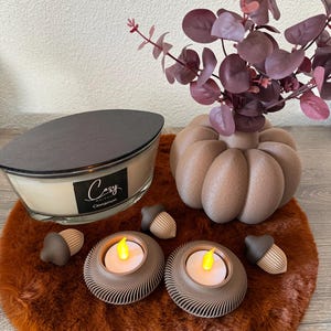 Decoratie Eikeltjes – Herfstdecoratie voor Herfstschaal – Eikeltjes met of zonder Ring – Set van 3 - 3D