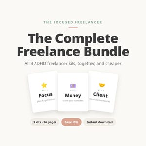 ADHD Freelancer Bundel | Focus-, Geld- & Klantenkits | 26 pagina's tellende printbare plannerset voor zelfstandigen | Productiviteit, Budget, Grenzen