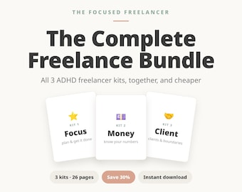 ADHD Freelancer Bundel | Focus-, Geld- & Klantenkits | 26 pagina's tellende printbare plannerset voor zelfstandigen | Productiviteit, Budget, Grenzen