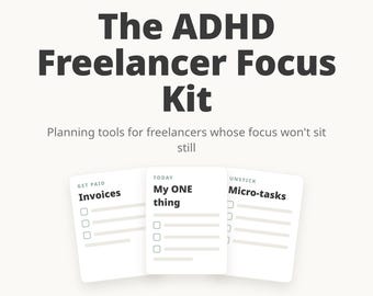 ADHD Planner for Freelancers | ADHD Printable Focus Kit | Freelance Productivity, Client & Invoice Tracker | Self-Employed Neurodivergent