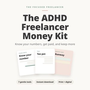 Geldplanner voor freelancers met ADHD | Tracker voor freelance-inkomsten, -uitgaven en -belastingen | Tariefcalculator voor zelfstandigen | Budget voor neurodivergente personen