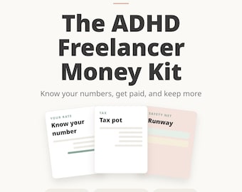 Geldplanner voor freelancers met ADHD | Tracker voor freelance-inkomsten, -uitgaven en -belastingen | Tariefcalculator voor zelfstandigen | Budget voor neurodivergente personen