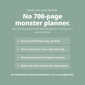 ADHD-planner voor freelancers | Printbare focuskit voor ADHD | Productiviteits-, klanten- en factuurtracker voor freelancers | Zelfstandige neurodivergente persoon afbeelding 3