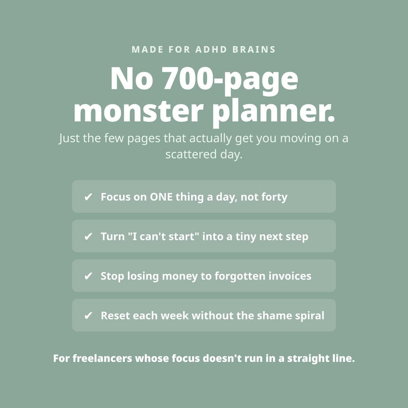 ADHD-planner voor freelancers | Printbare focuskit voor ADHD | Productiviteits-, klanten- en factuurtracker voor freelancers | Zelfstandige neurodivergente persoon afbeelding 3