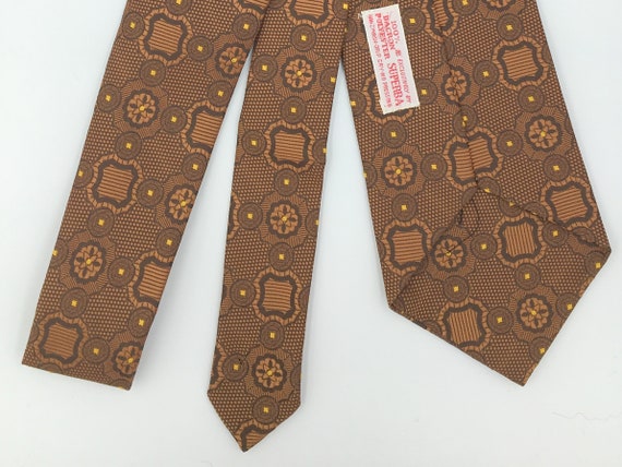 Vintage 1970s Wide Black Polyester Tie with Orang… - image 8