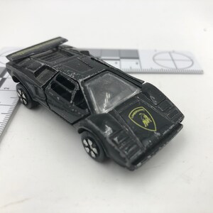 Vintage 1980s Black Lamborghini Countach LP500S Playart Charmerz Die Cast Car Black Interior Hong Kong