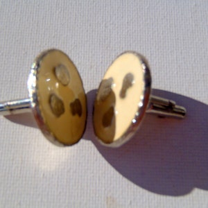 Vintage 1960s Cellular White on Silver Atomic Cuff Links image 3