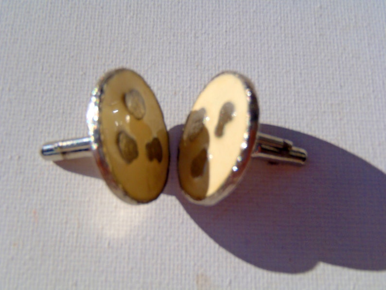 Vintage 1960s Cellular White on Silver Atomic Cuff Links image 3