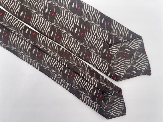 Vintage 1960s Skinny Brown Atomic Tie with Red an… - image 9