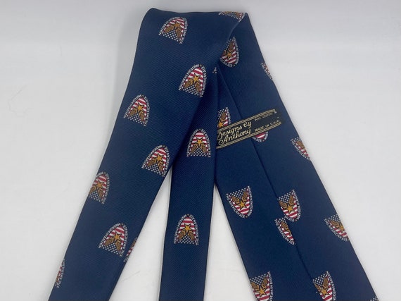 Vintage 1980s Navy Blue Souvenir Tie from The Ame… - image 7