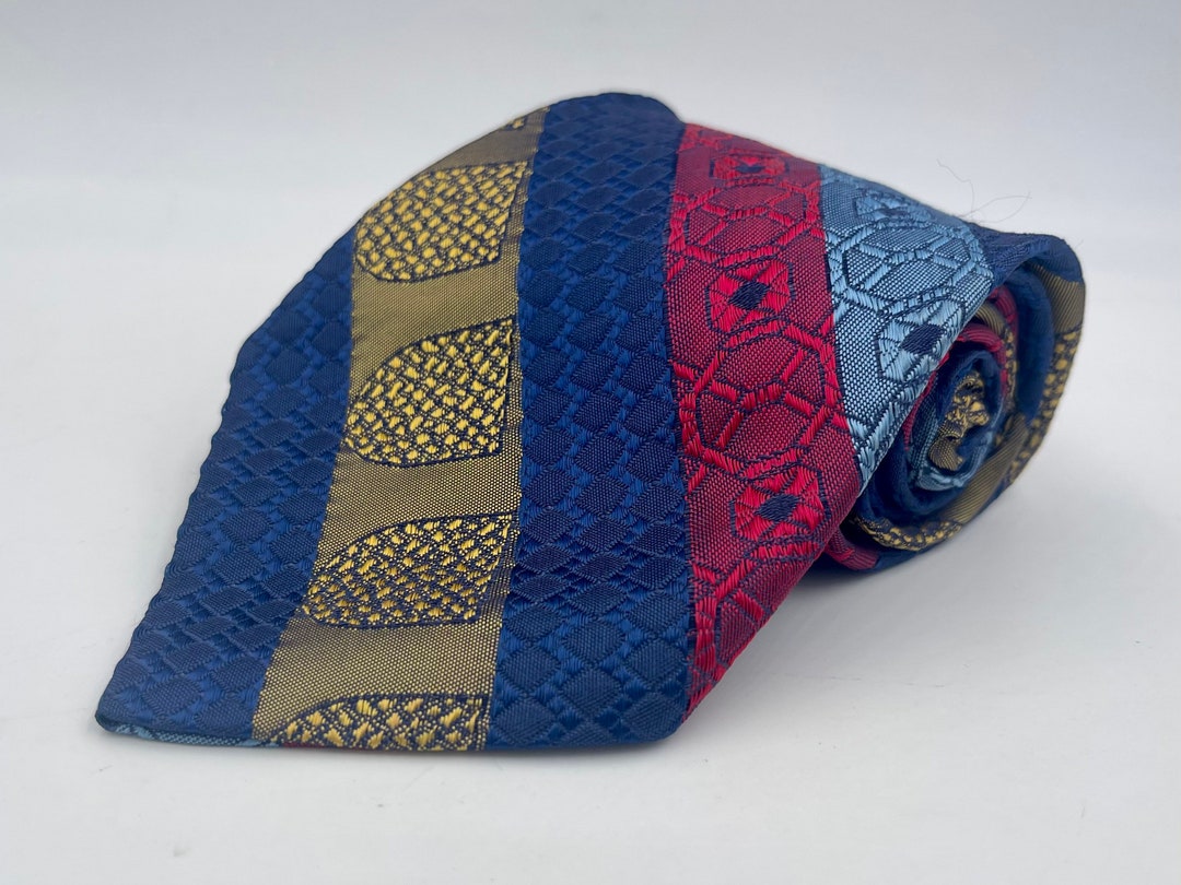 Vintage 70s Wide Blue Acetate Tie: Striped Pattern - Etsy