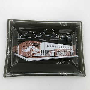 Vintage 1960s Milwaukee Western Bank Decorative Smoke Glass Souvenir Dish