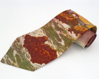 Vintage 1940s Lighthouse True Life Pho-Tie Prints Swing Era Rayon Tie