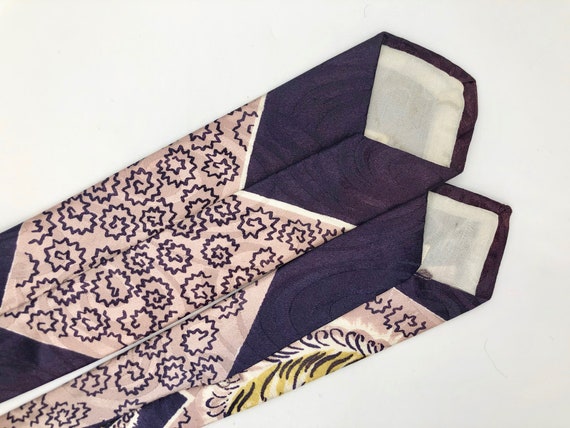Vintage 1950s Skinny Purple Rayon Tie with White … - image 9