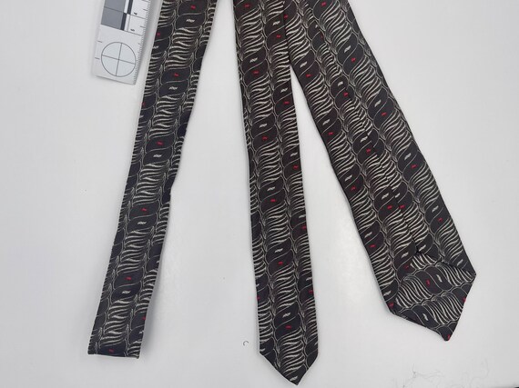 Vintage 1960s Skinny Brown Atomic Tie with Red an… - image 8