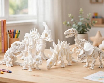 3D-geprint beweegbaar dinosaurusskelet, op een fossiel geïnspireerd botspeelgoed (kindercadeau)