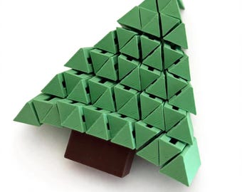 Pixel kerstboom fidget toy | Gearticuleerde 3D-geprinte kerstboom | Sensorisch speelgoed voor de feestdagen | Cadeautje voor in de kerstsok