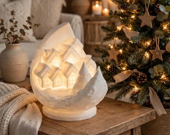 Winterdorp Maanlicht 's Nachts
