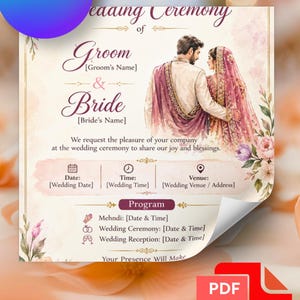 American Wedding Invitation Template Printable, Editable Floral Wedding Card, Elegant Marriage Invitation Canva Template, Digital DIY Weddin