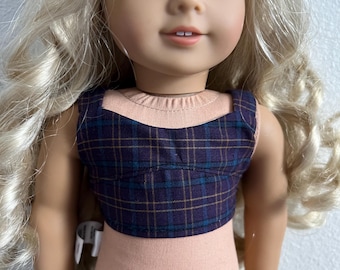 Purple Plaid Crop Top for 18 inch Dolls